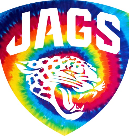 Jacksonville Jaguars rainbow spiral tie-dye logo vinyl decal